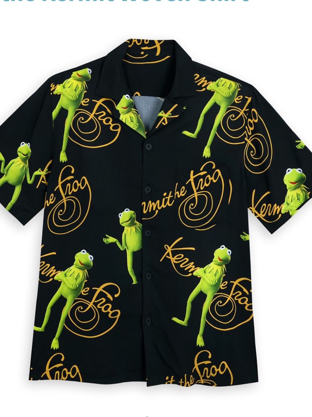 Disney Kermit The Frog Button Up Short Sleeve Shirt